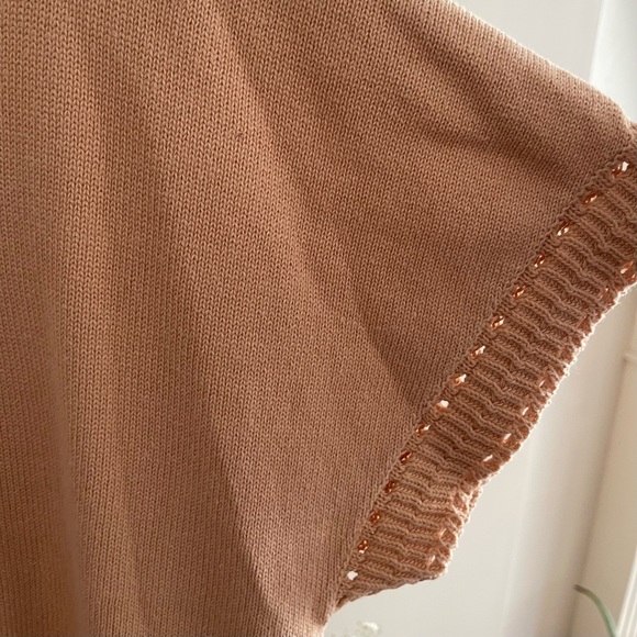 Joie Women's Cotton Peach Pink V-Neck Short Bat Sleeves Knit Sweater Size US XL - Picture 8 of 16